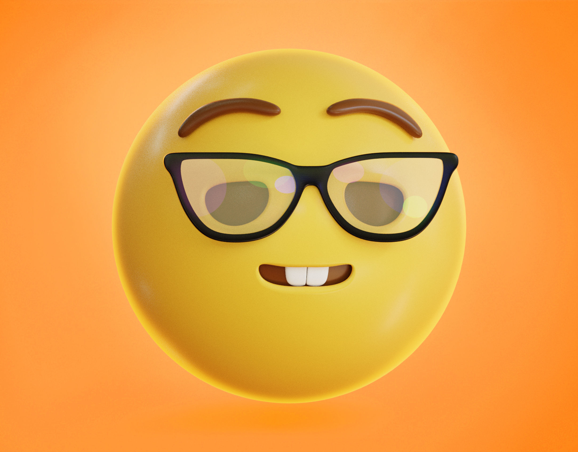 Smiling face with Glasses Animated Emoji Low-poly 3D model_3