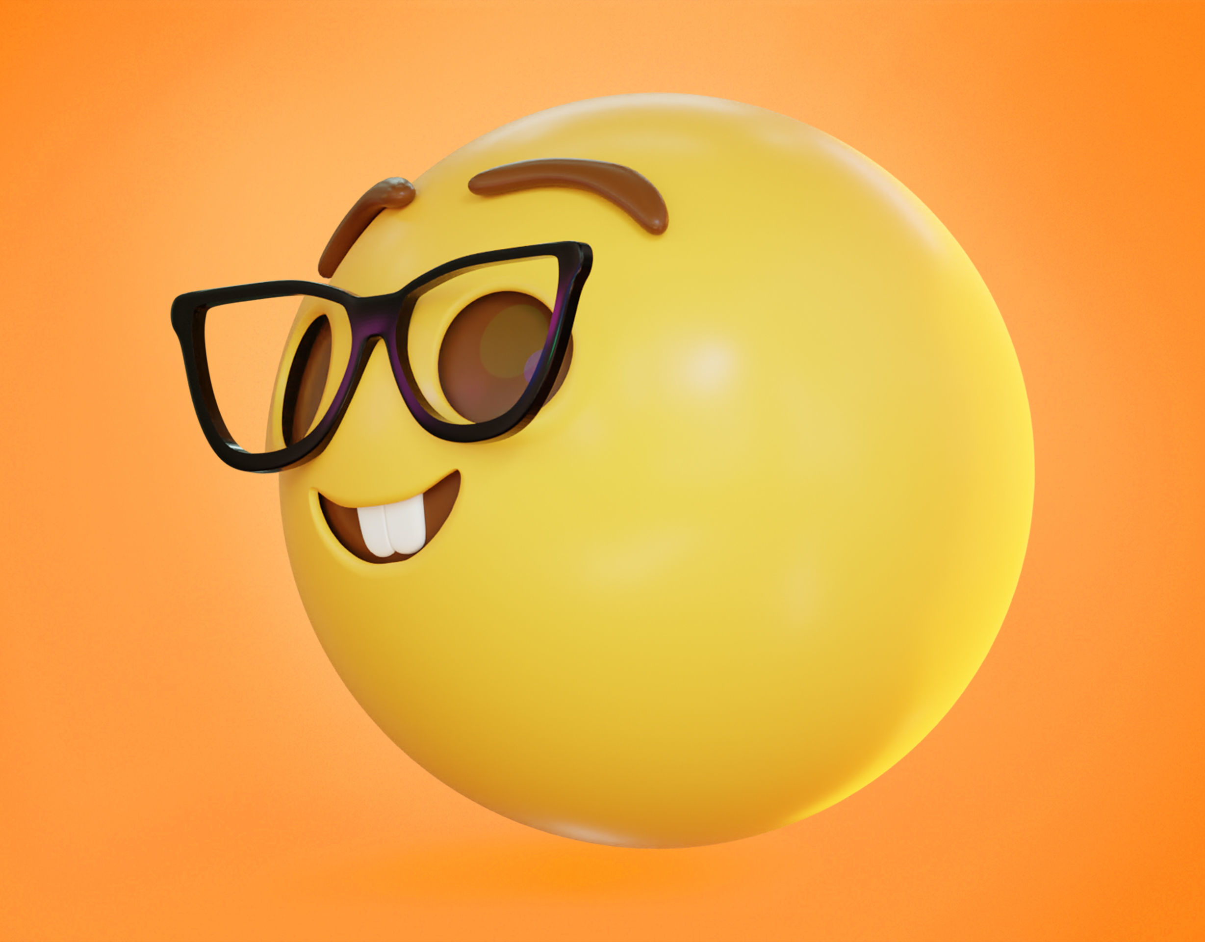 Smiling face with Glasses Animated Emoji Low-poly 3D model_7