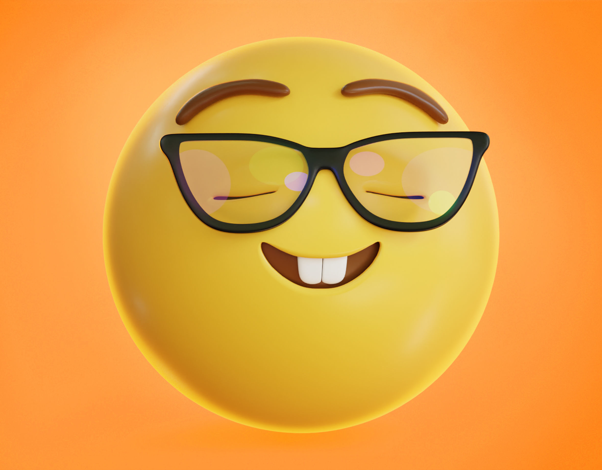 Smiling face with Glasses Animated Emoji Low-poly 3D model_4