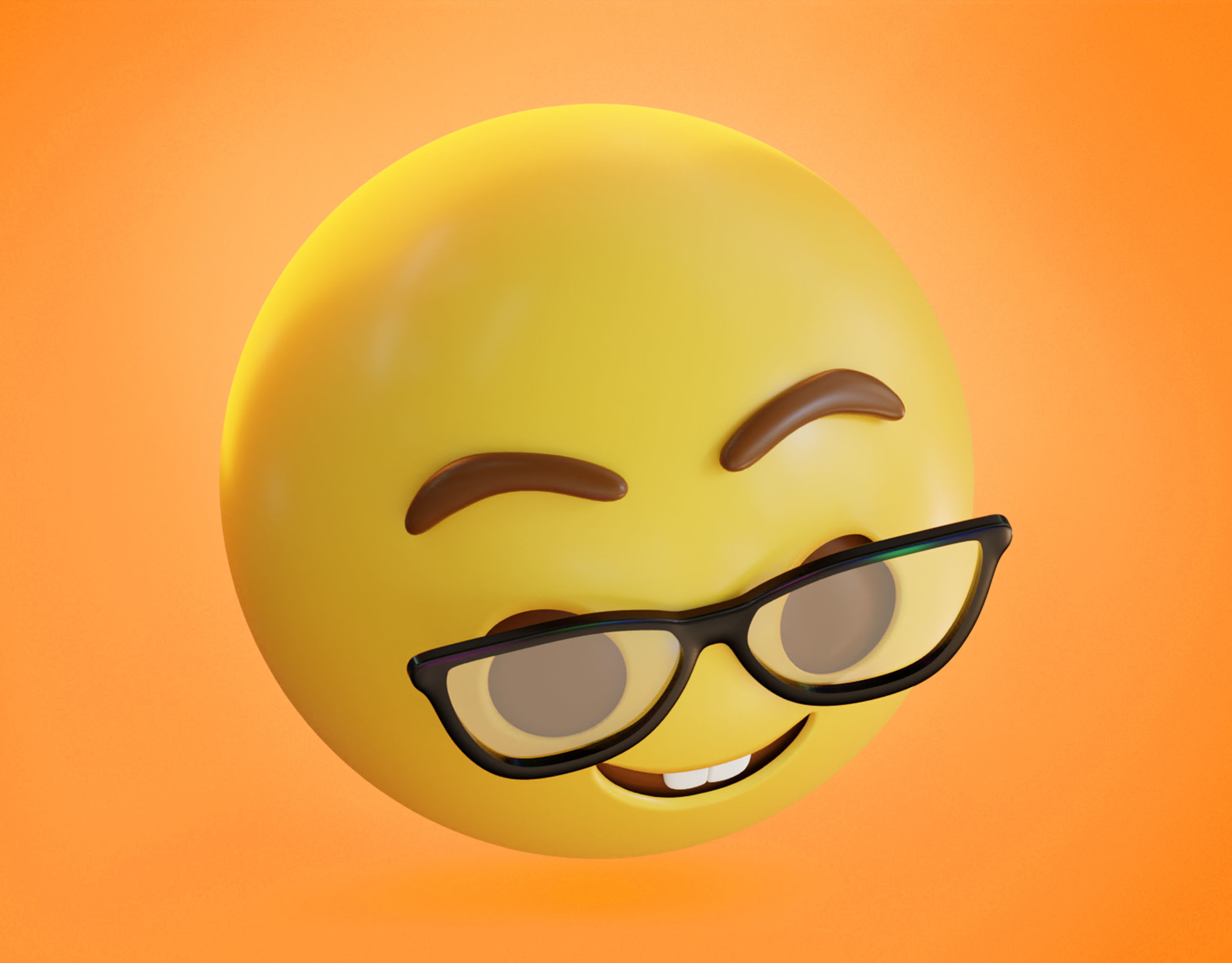 Smiling face with Glasses Animated Emoji Low-poly 3D model_12