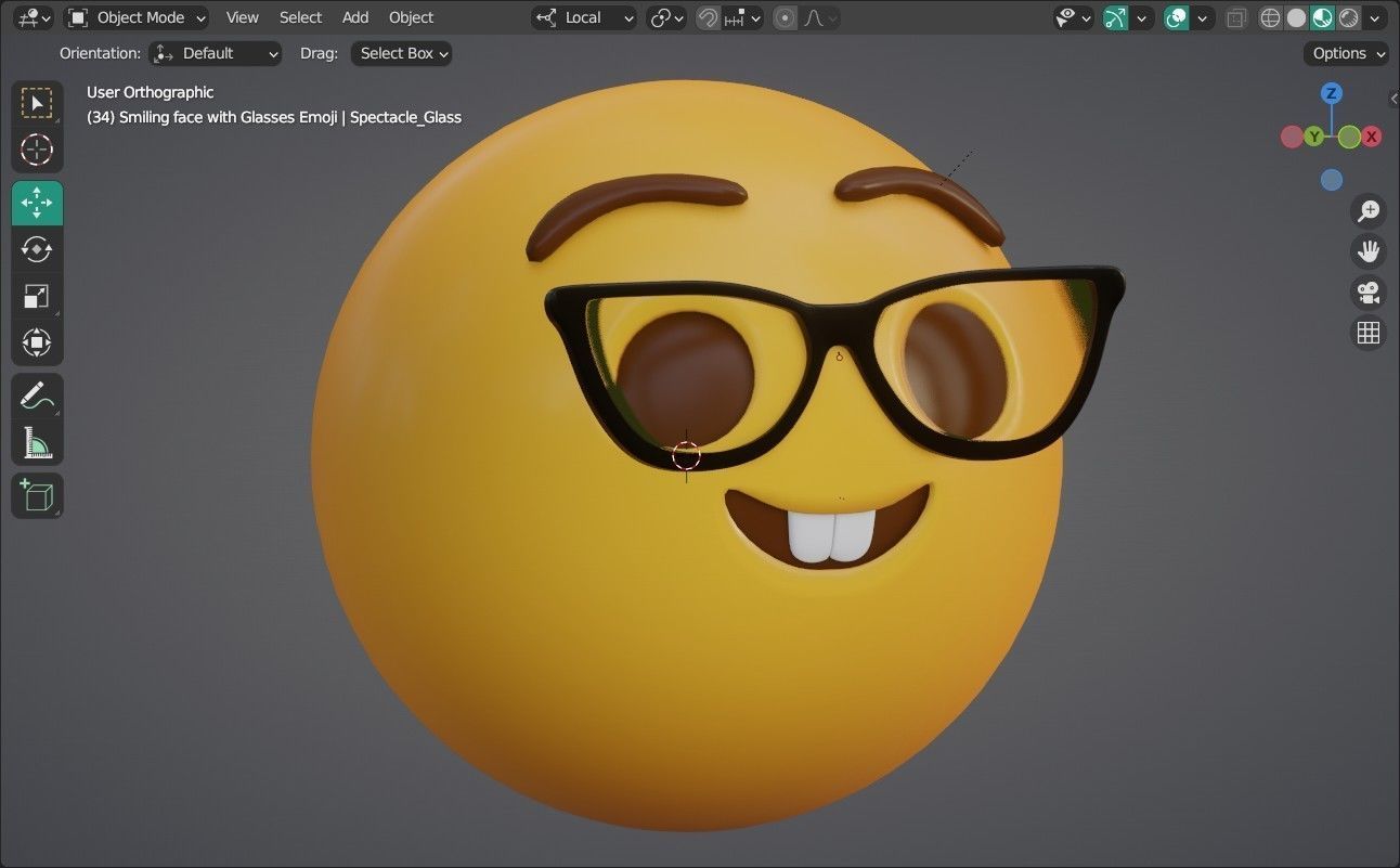 Smiling face with Glasses Animated Emoji Low-poly 3D model_13