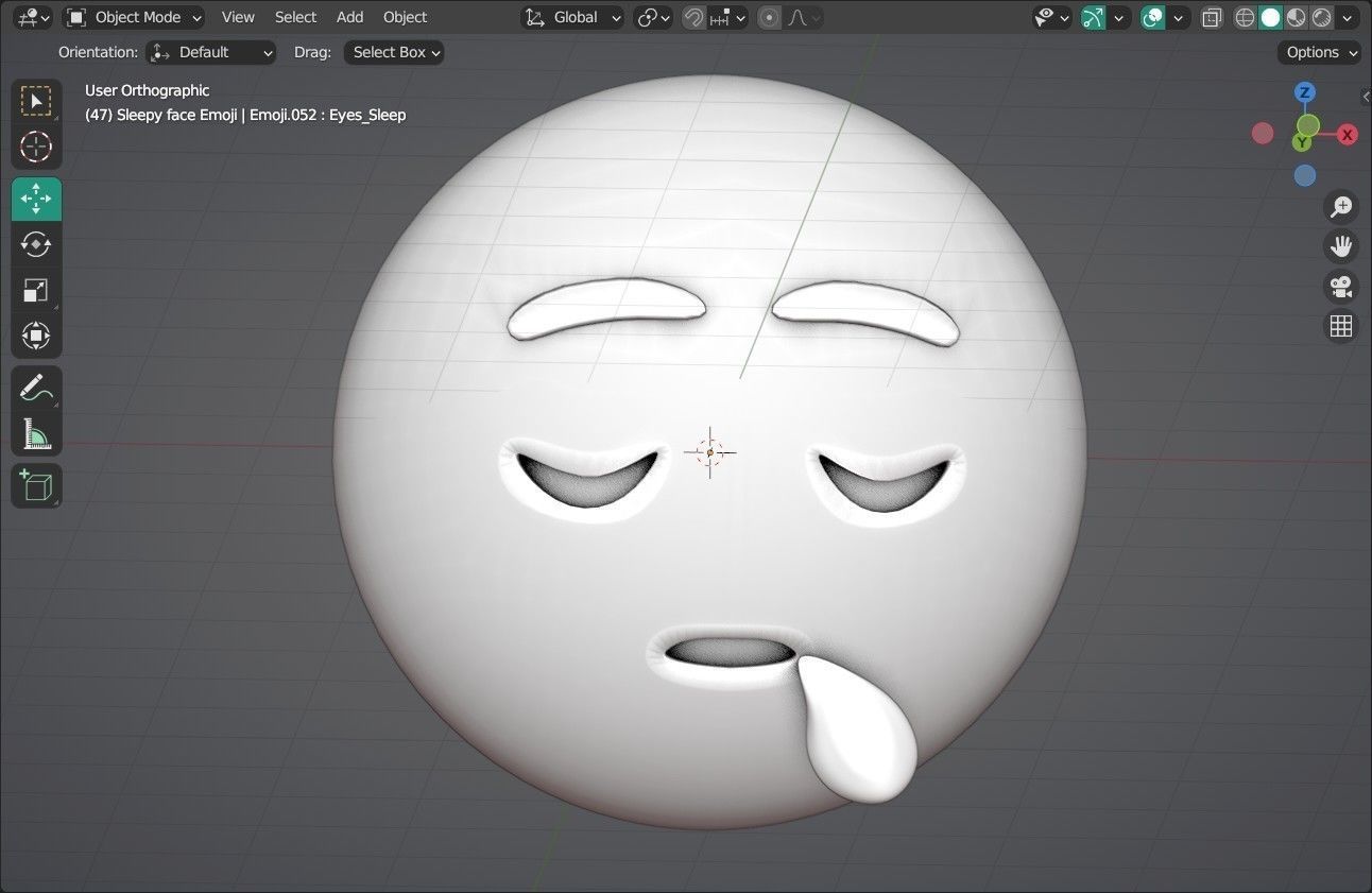 Sleepy face Animated Emoji Low-poly 3D model_14