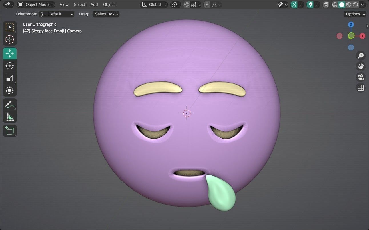 Sleepy face Animated Emoji Low-poly 3D model_12