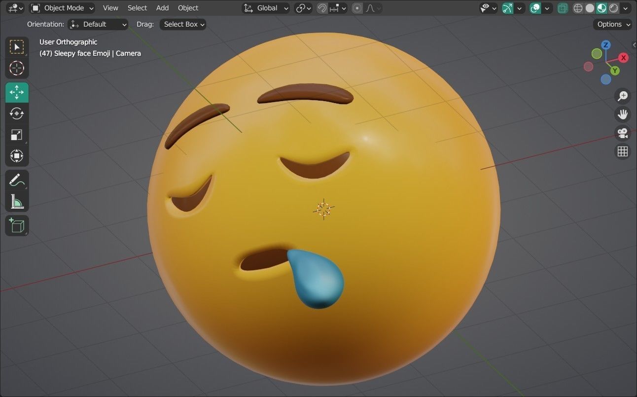 Sleepy face Animated Emoji Low-poly 3D model_11