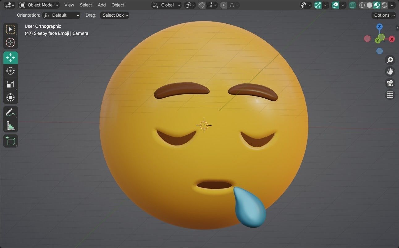 Sleepy face Animated Emoji Low-poly 3D model_10