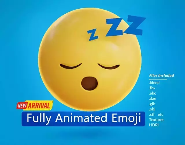 Sleeping face Animated Emoji Low-poly 3D model