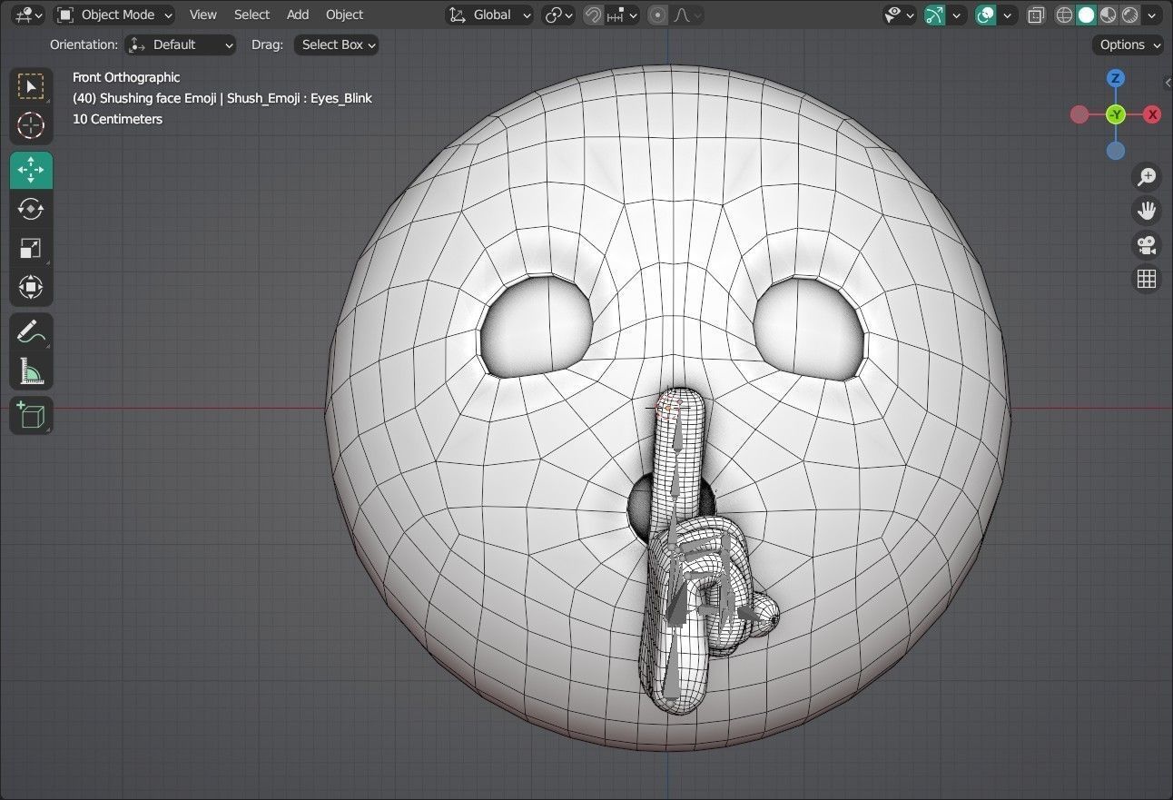 Shushing face  Animated Emoji Low-poly 3D model_7