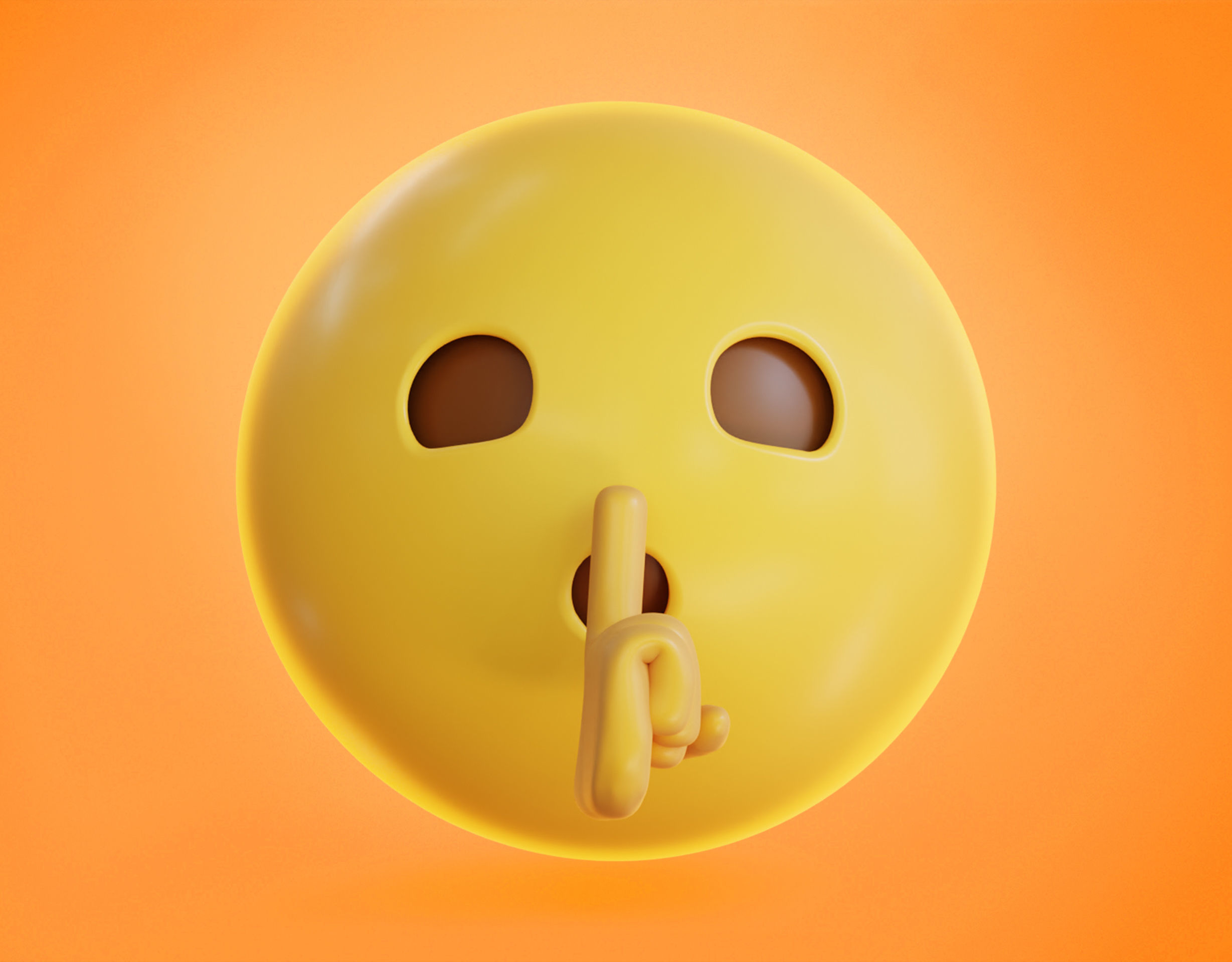 Shushing face  Animated Emoji Low-poly 3D model_14