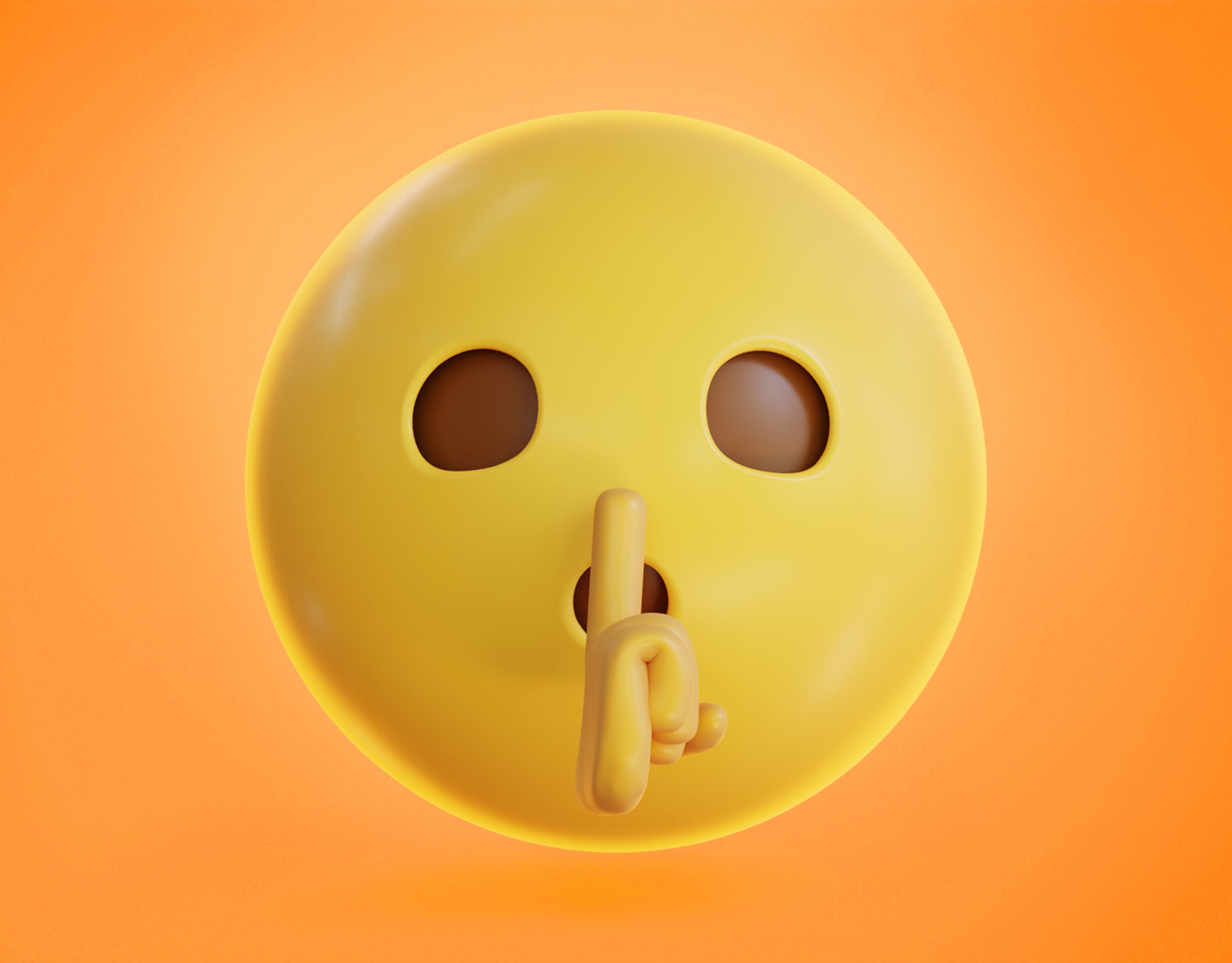 Shushing face  Animated Emoji Low-poly 3D model_2