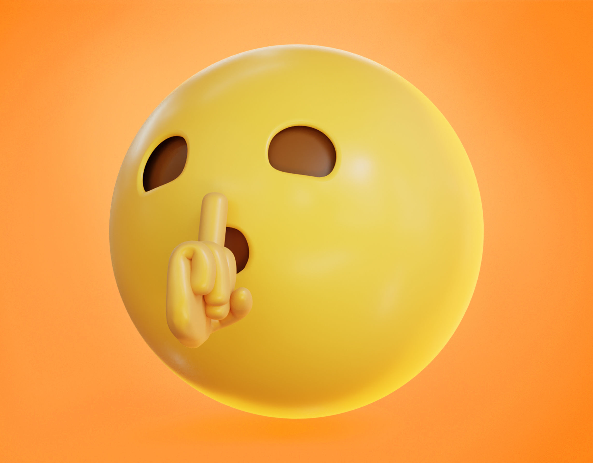 Shushing face  Animated Emoji Low-poly 3D model_15