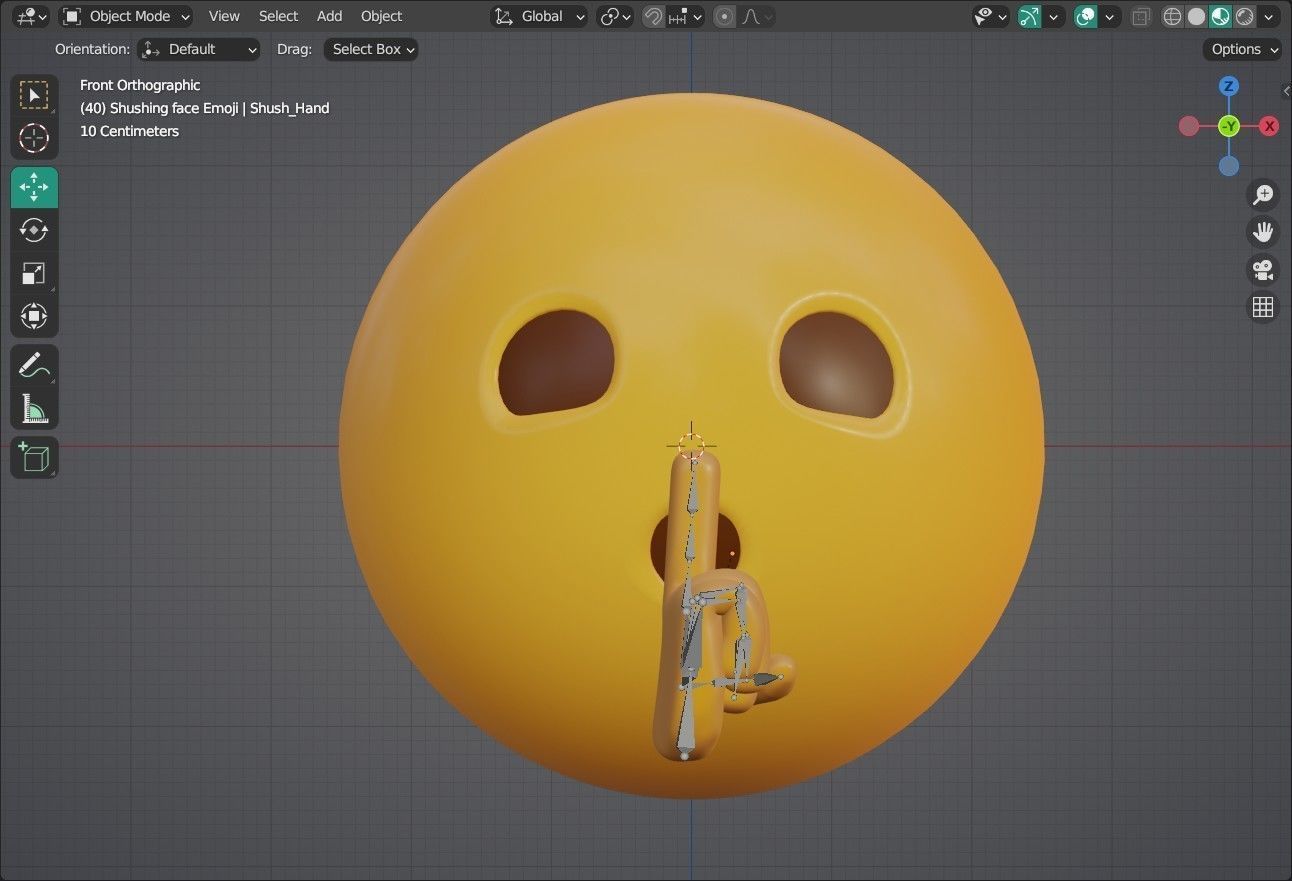 Shushing face  Animated Emoji Low-poly 3D model_3