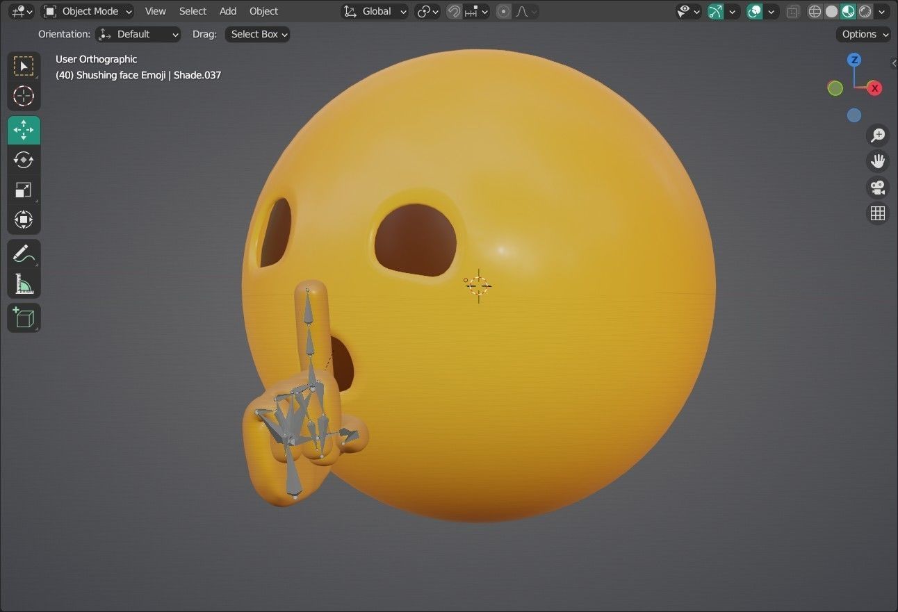 Shushing face  Animated Emoji Low-poly 3D model_5