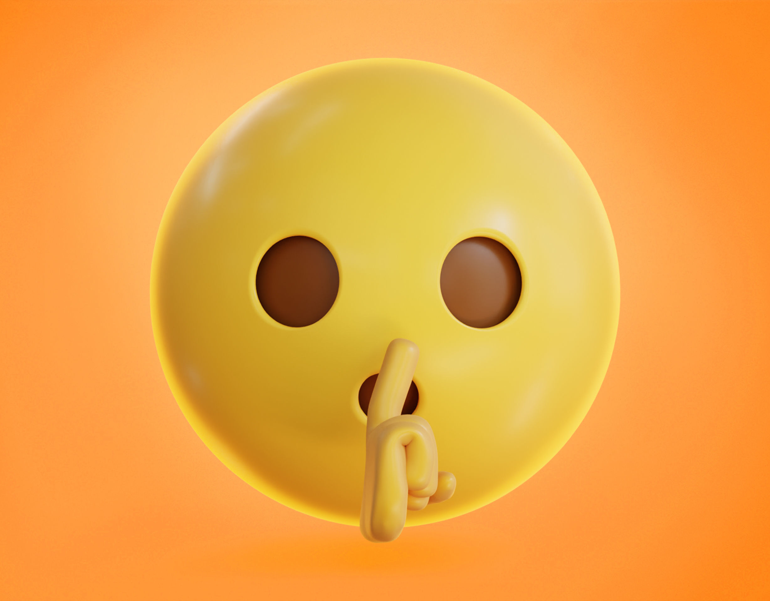 Shushing face  Animated Emoji Low-poly 3D model_13