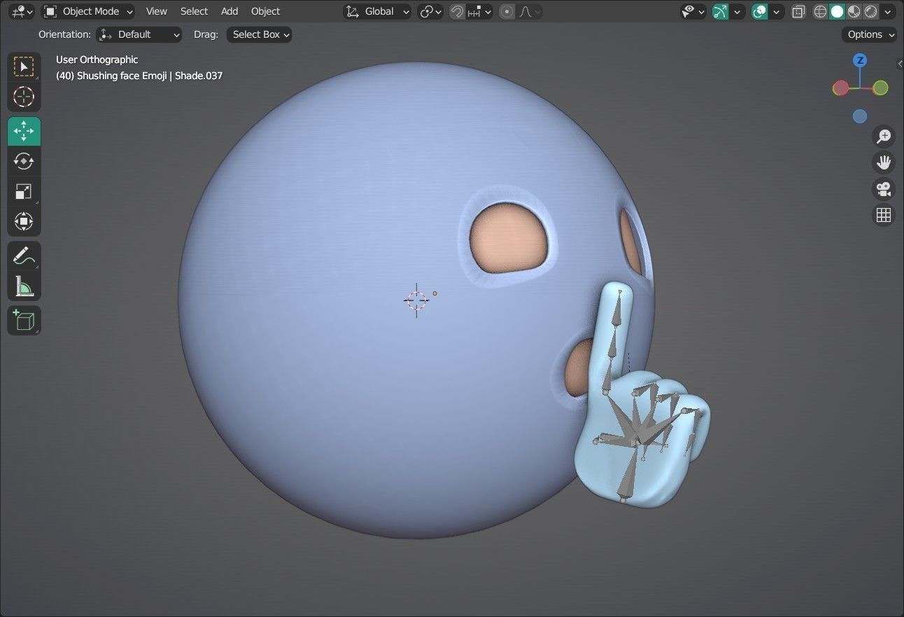 Shushing face  Animated Emoji Low-poly 3D model_6