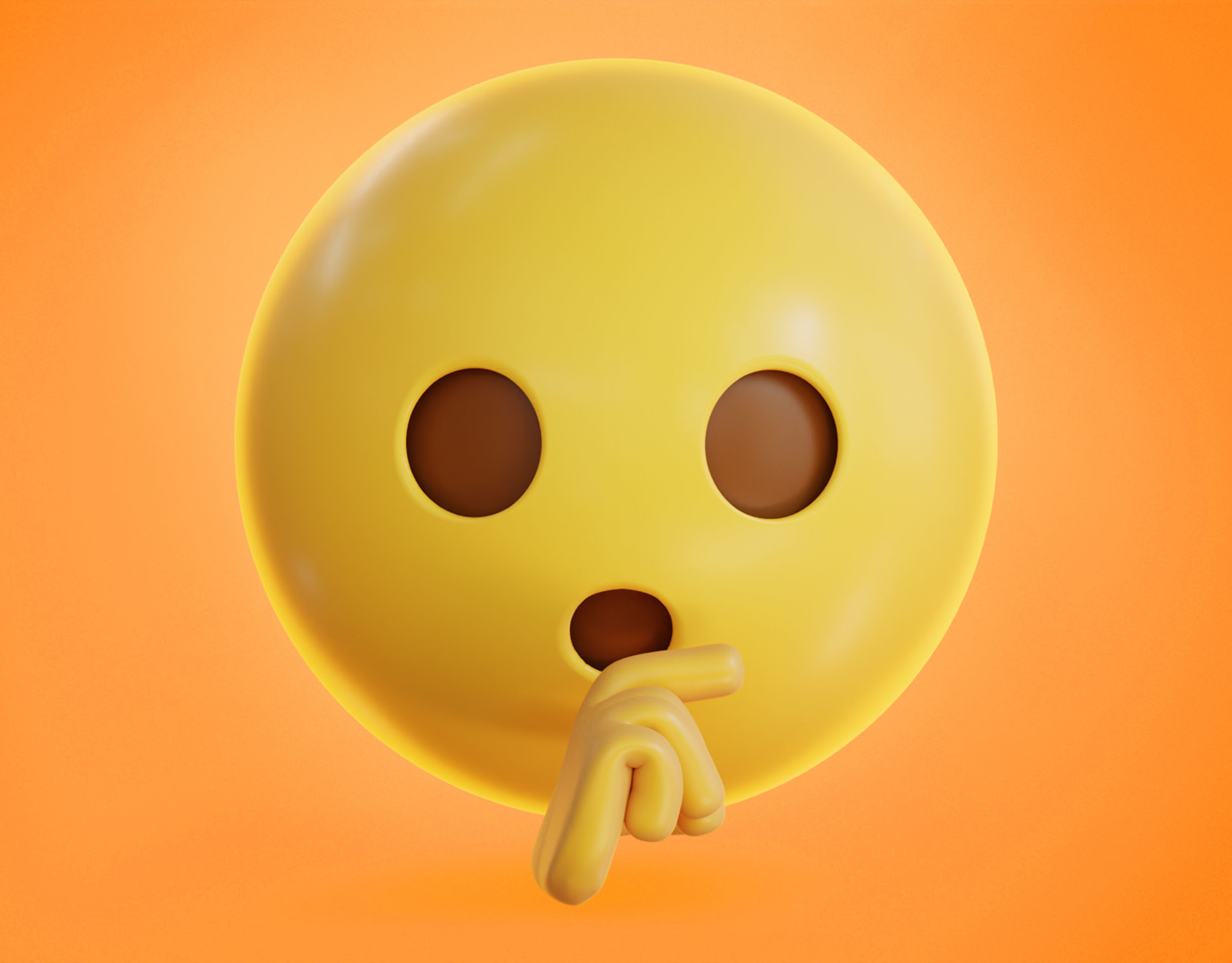 Shushing face  Animated Emoji Low-poly 3D model_12