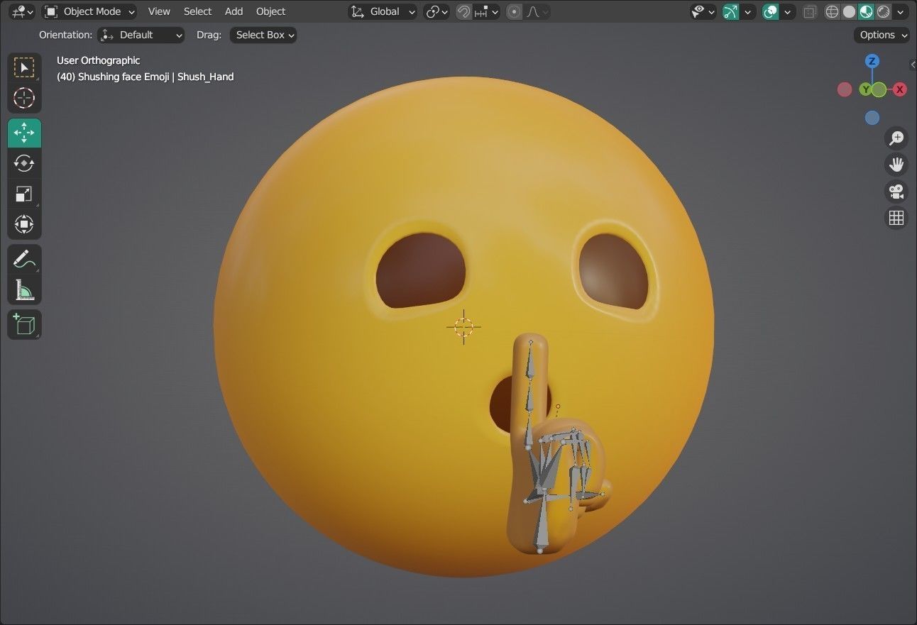 Shushing face  Animated Emoji Low-poly 3D model_4