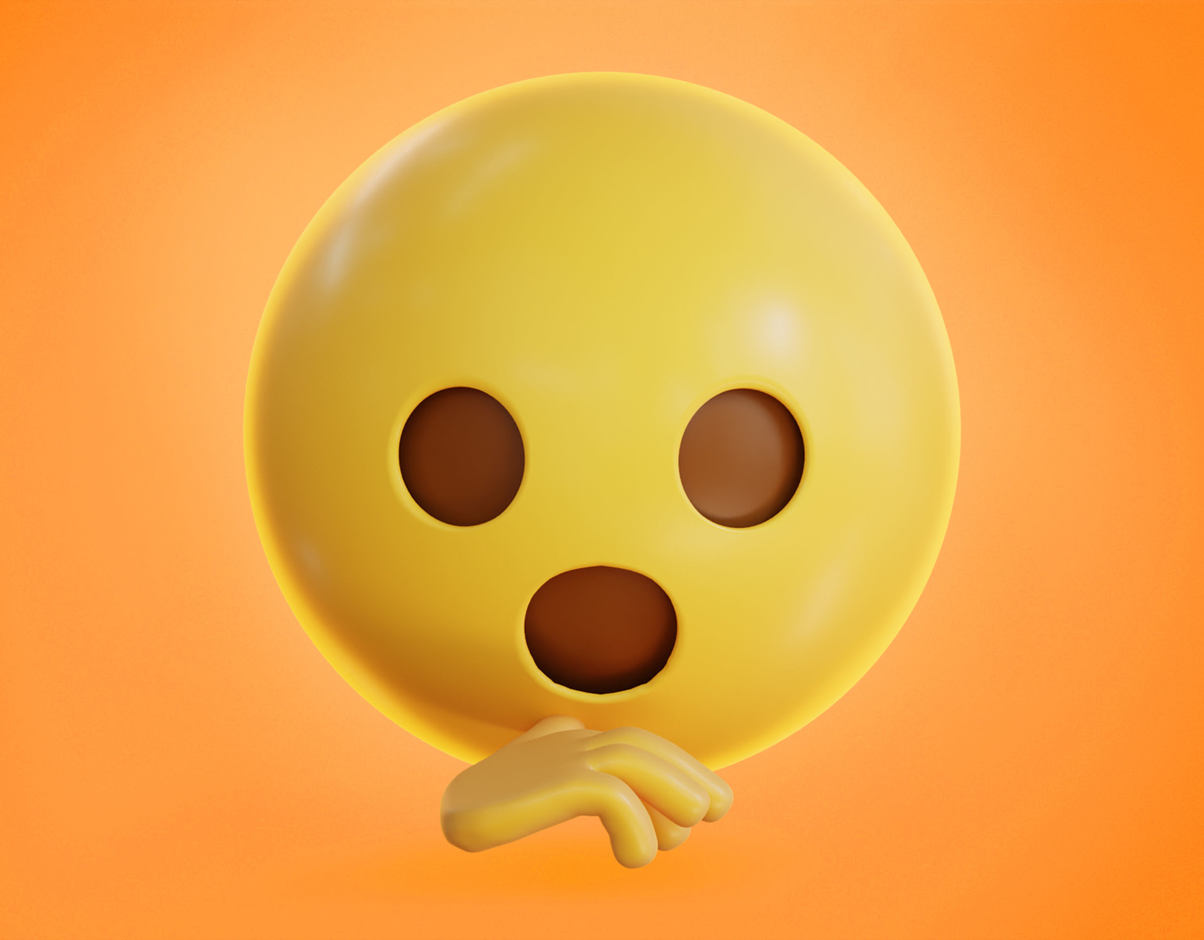 Shushing face  Animated Emoji Low-poly 3D model_11