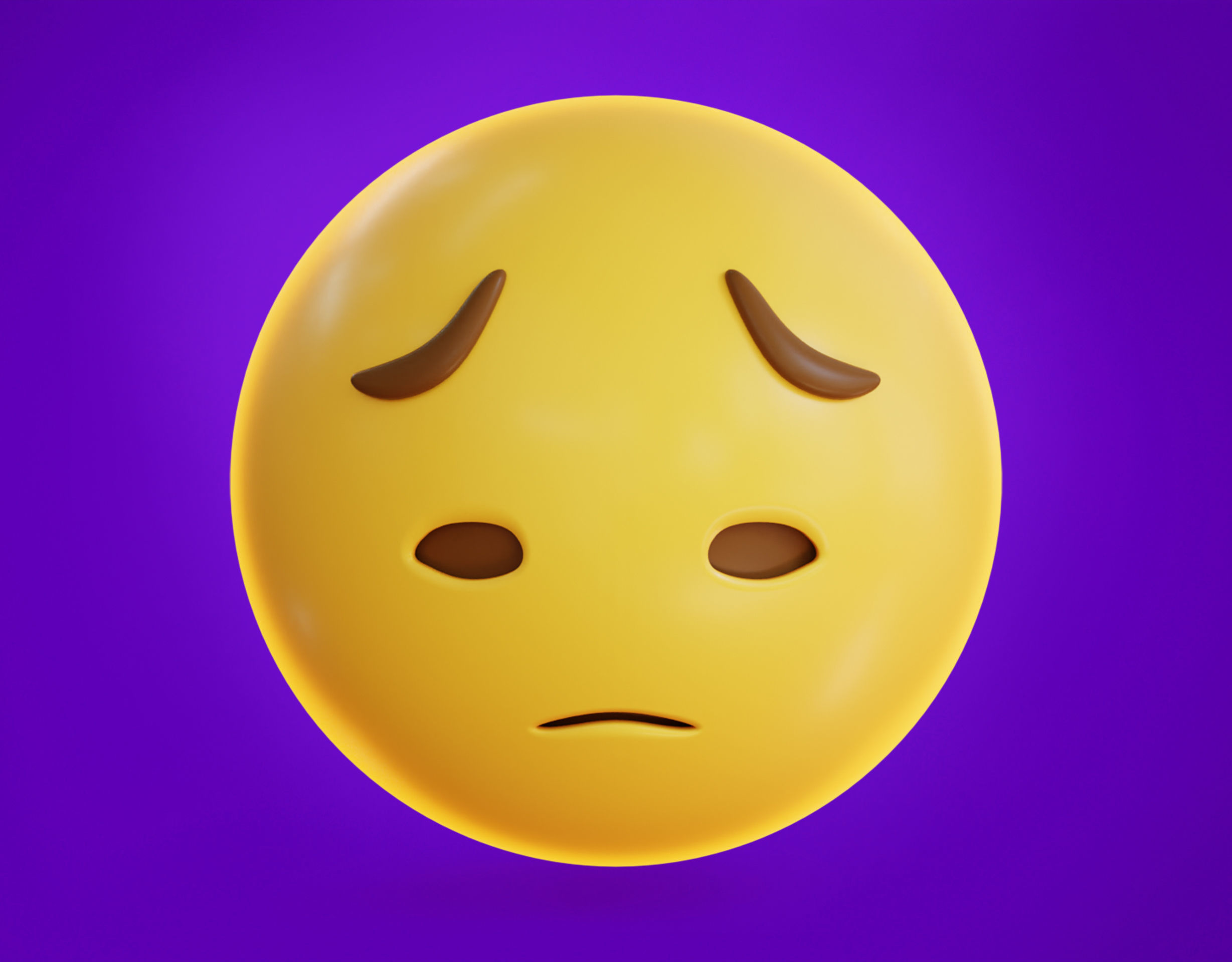Sad pensive face Animated Emoji Low-poly 3D model_3