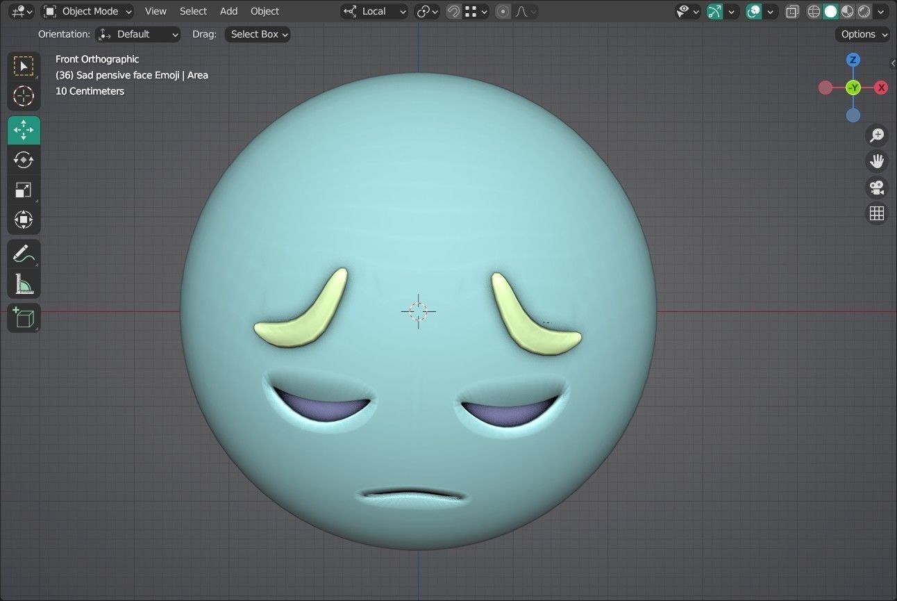Sad pensive face Animated Emoji Low-poly 3D model_9