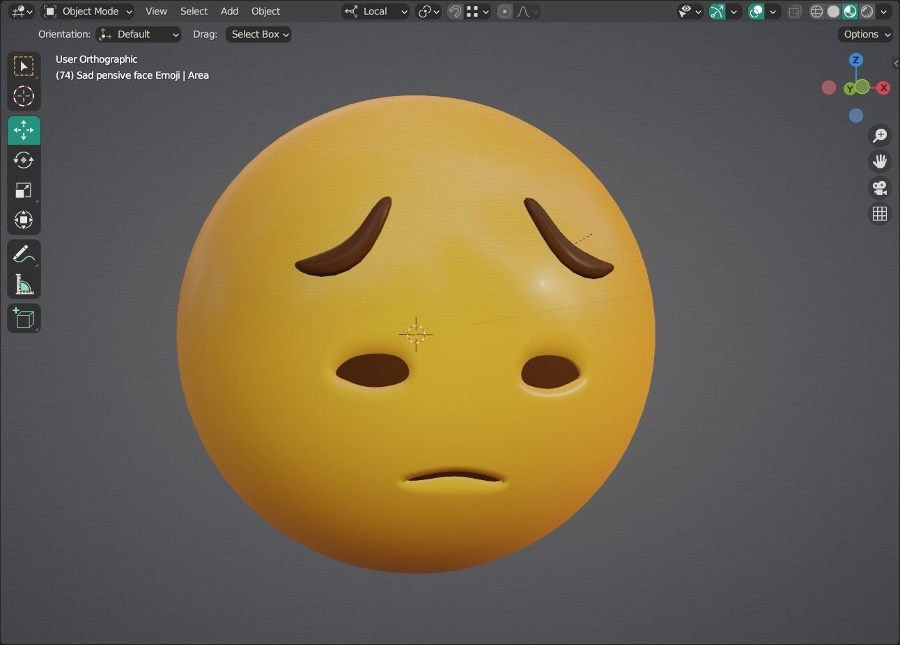 Sad pensive face Animated Emoji Low-poly 3D model_14