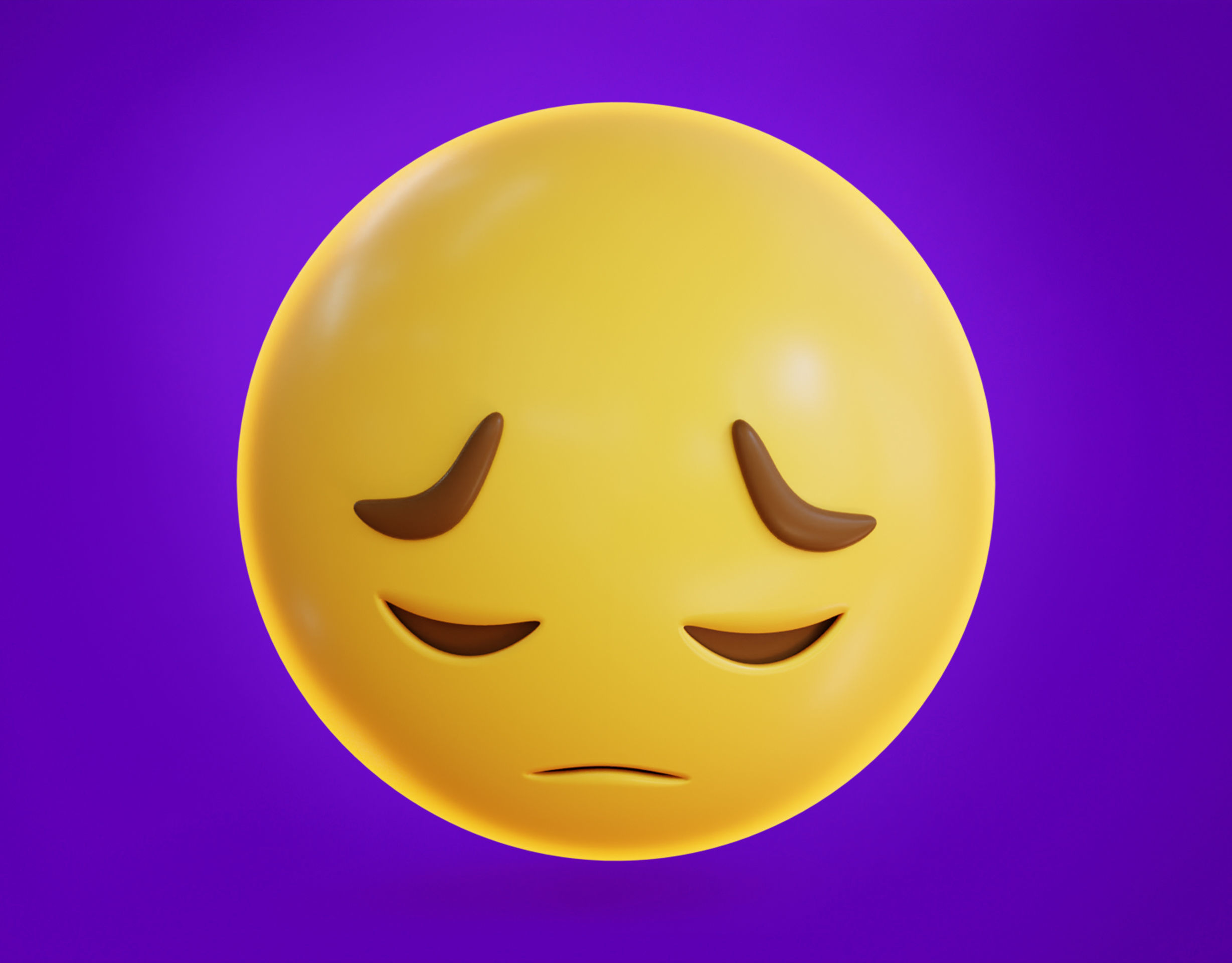 Sad pensive face Animated Emoji Low-poly 3D model_7