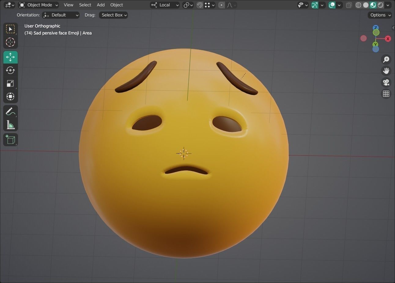 Sad pensive face Animated Emoji Low-poly 3D model_8