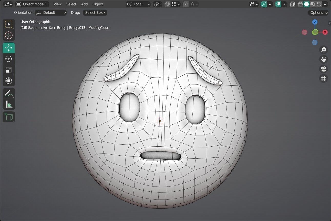 Sad pensive face Animated Emoji Low-poly 3D model_10