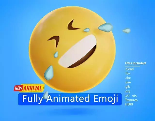 Rolling on the floor laughing face Animated Emoji Low-poly 3D model