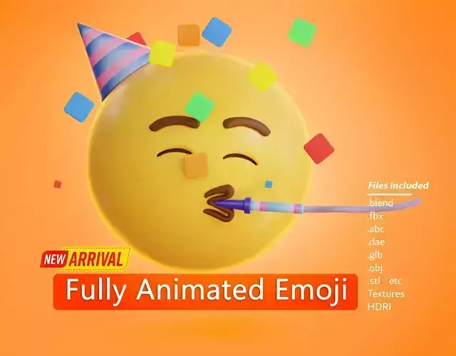 Party Face Animated Emoji Low-poly 3D model