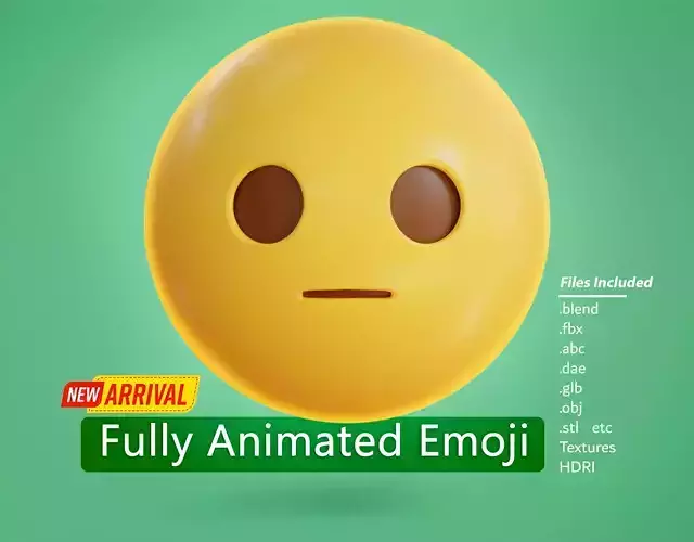 Neutral Face Animated Emoji Low-poly 3D model