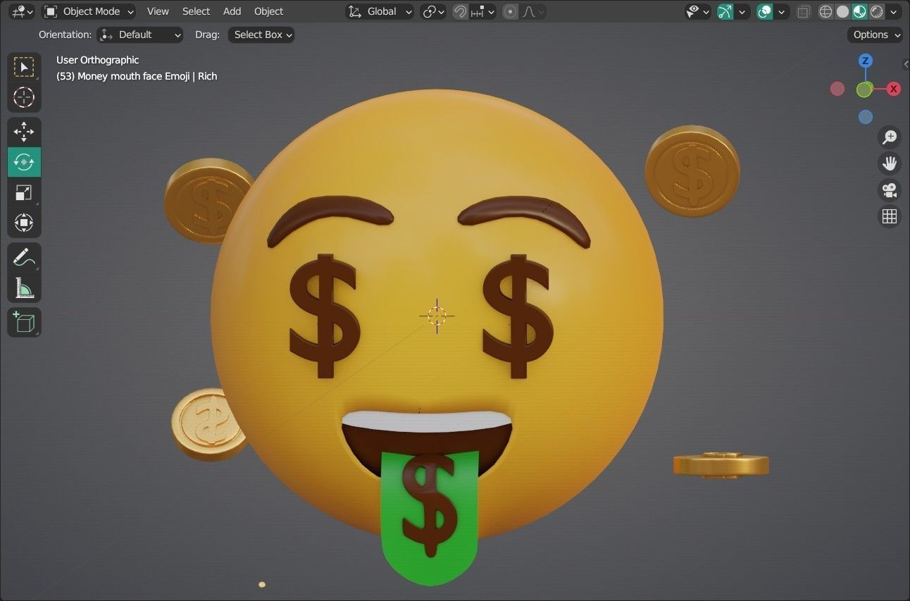 Money mouth face Animated Emoji Low-poly 3D model_3