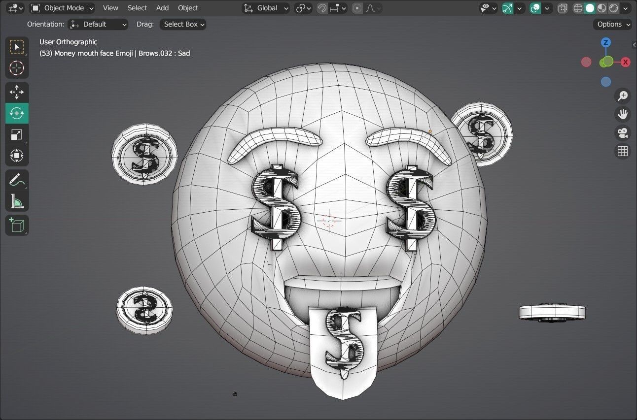 Money mouth face Animated Emoji Low-poly 3D model_5