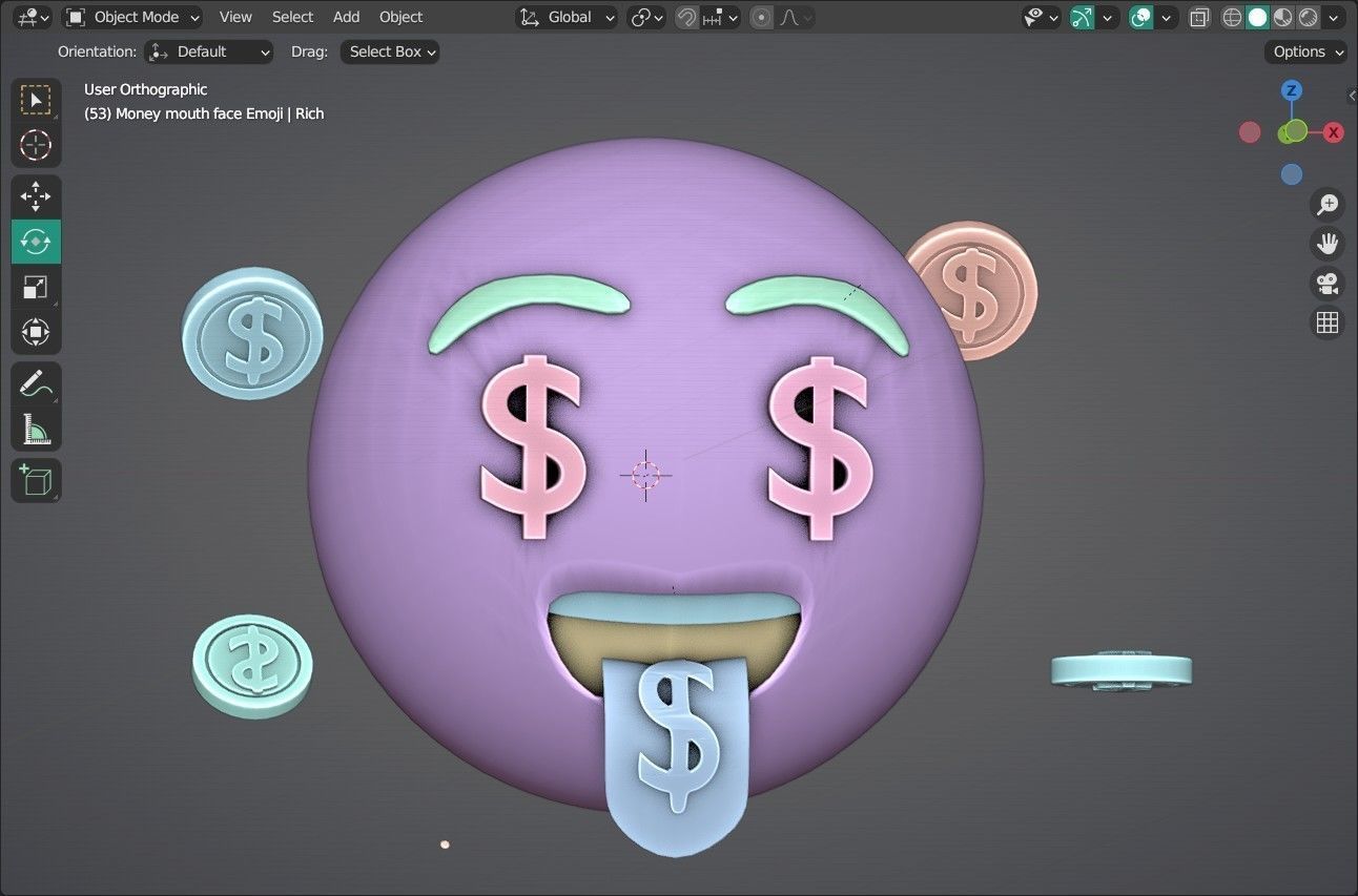 Money mouth face Animated Emoji Low-poly 3D model_4