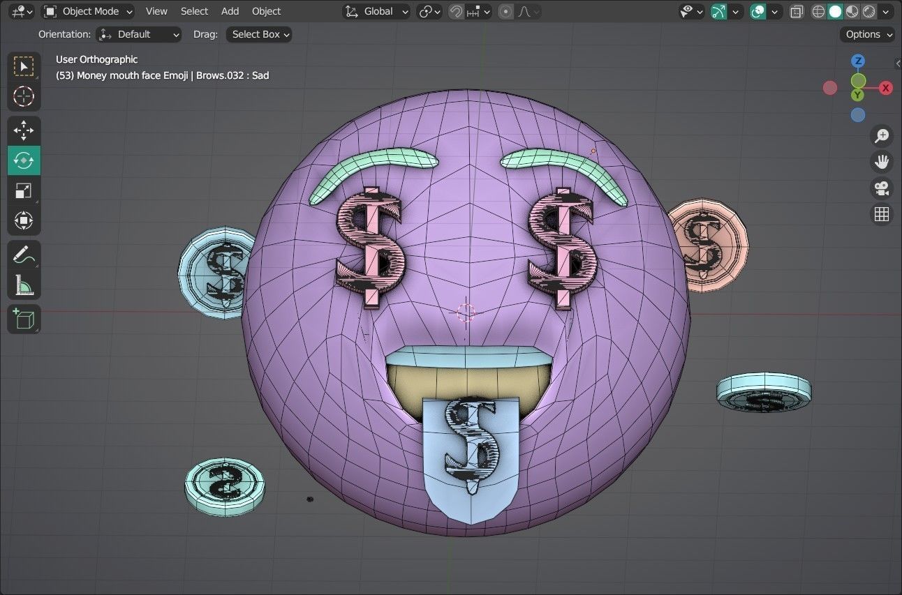 Money mouth face Animated Emoji Low-poly 3D model_6