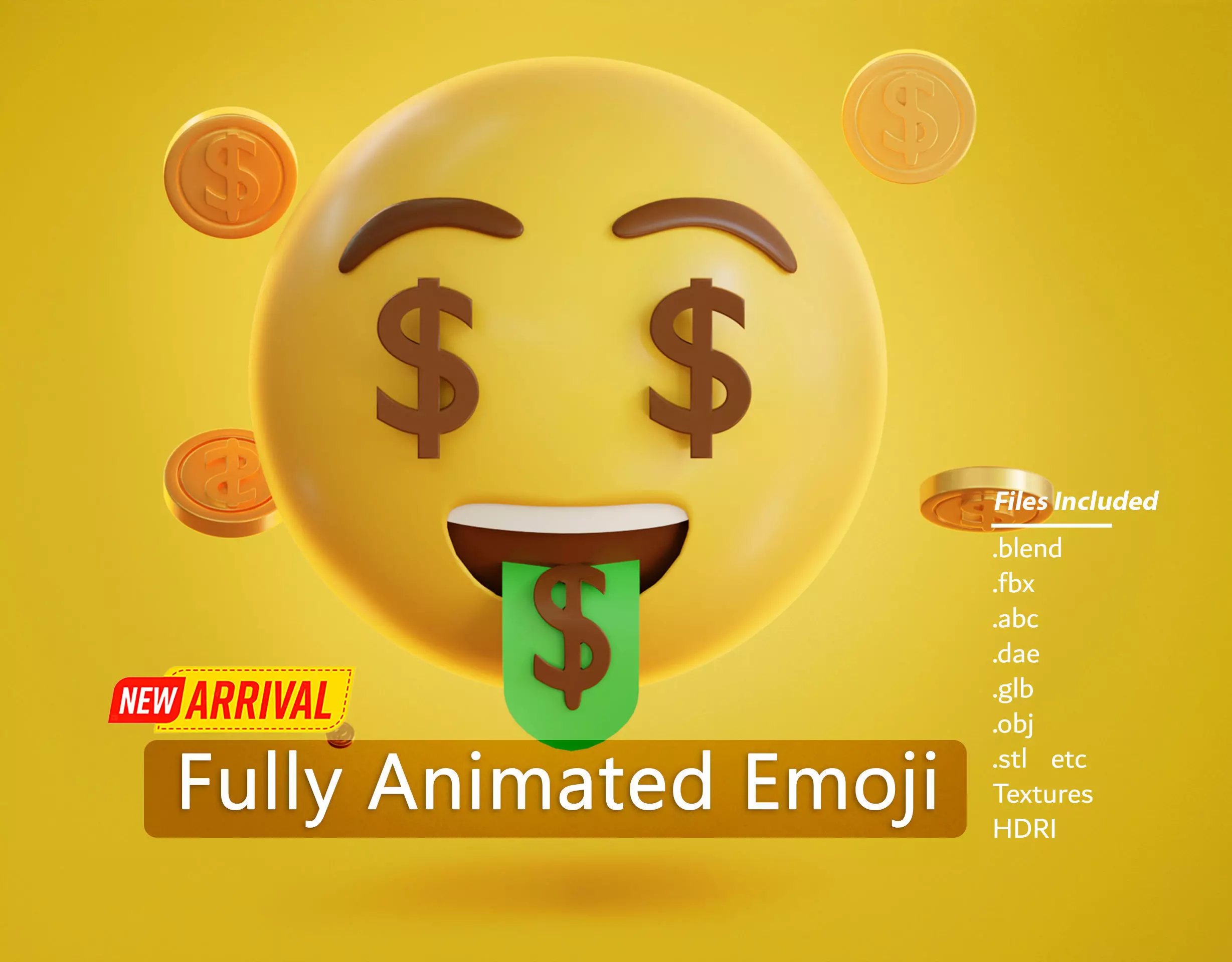 Money mouth face Animated Emoji Low-poly 3D model_0