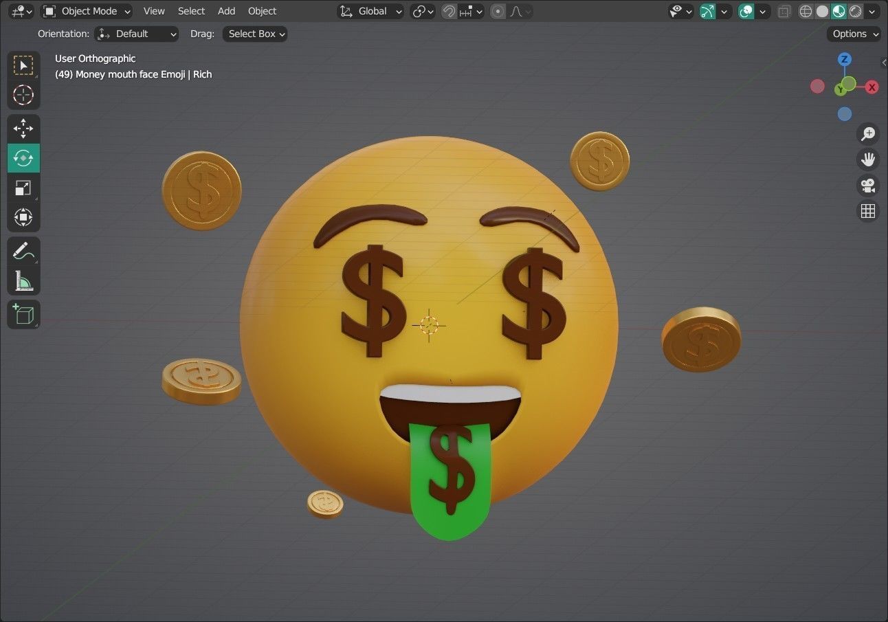 Money mouth face Animated Emoji Low-poly 3D model_14