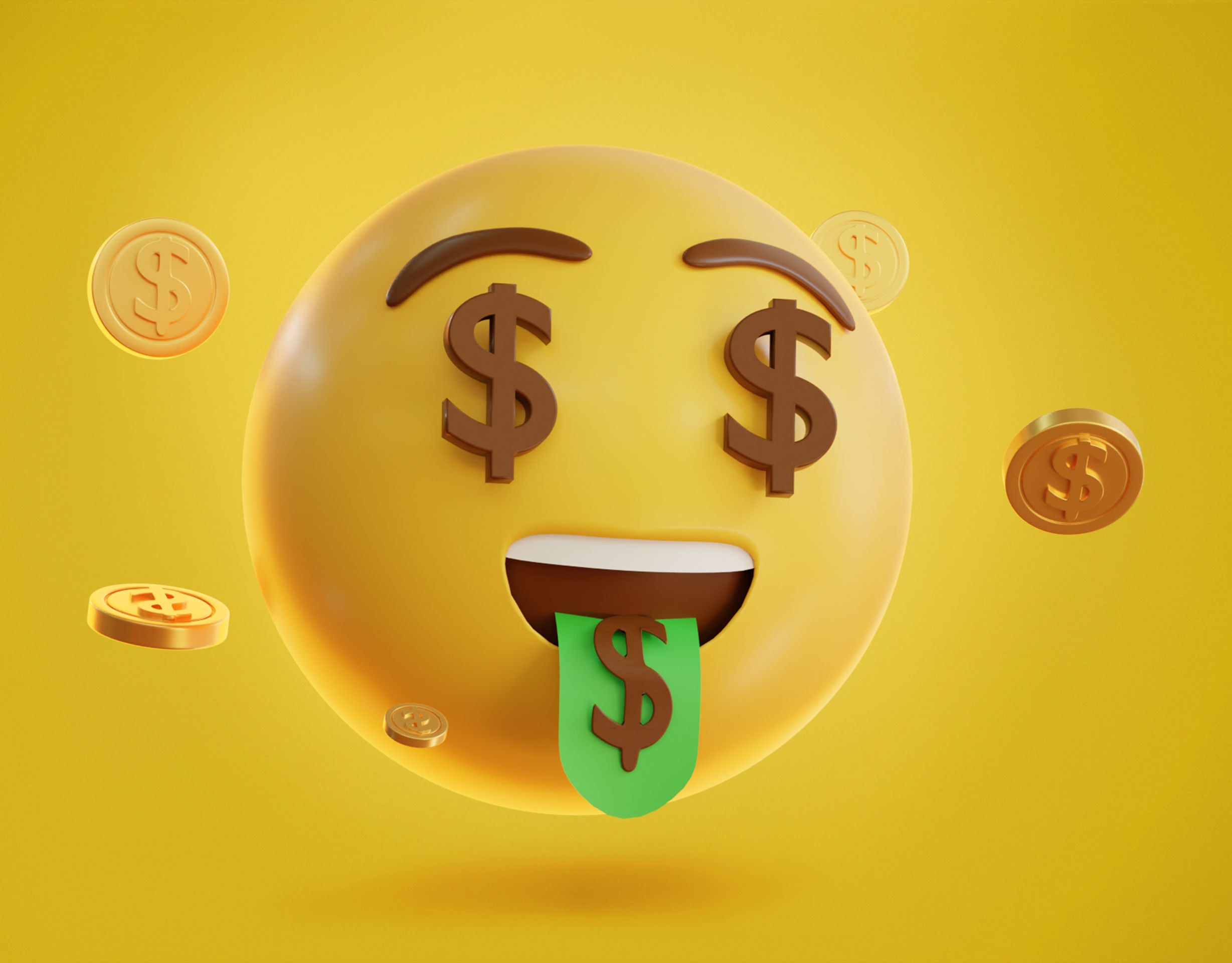 Money mouth face Animated Emoji Low-poly 3D model_12