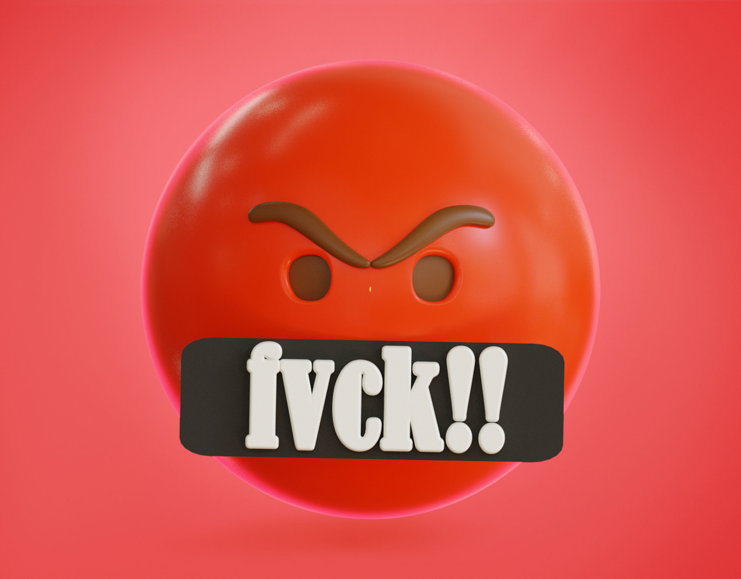 Mad face Animated Emoji Low-poly 3D model_13