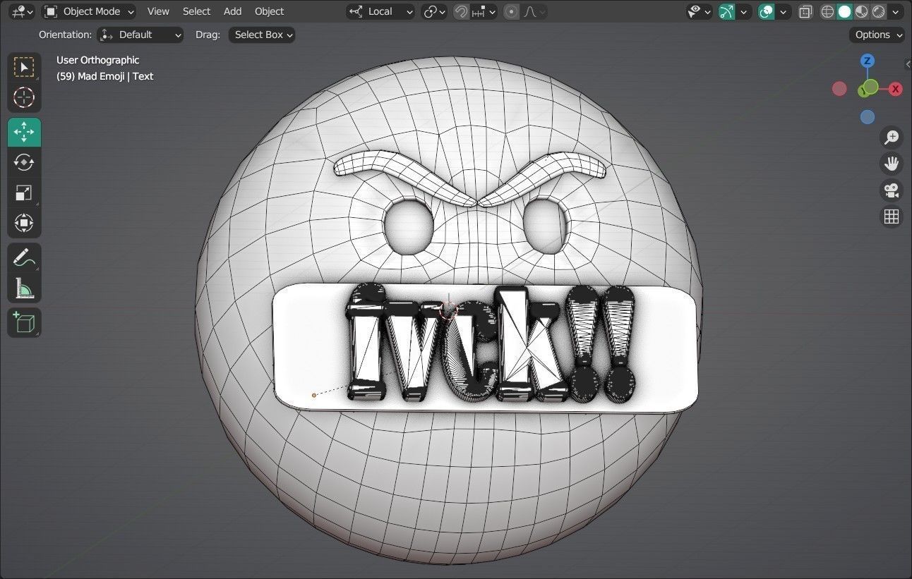 Mad face Animated Emoji Low-poly 3D model_7