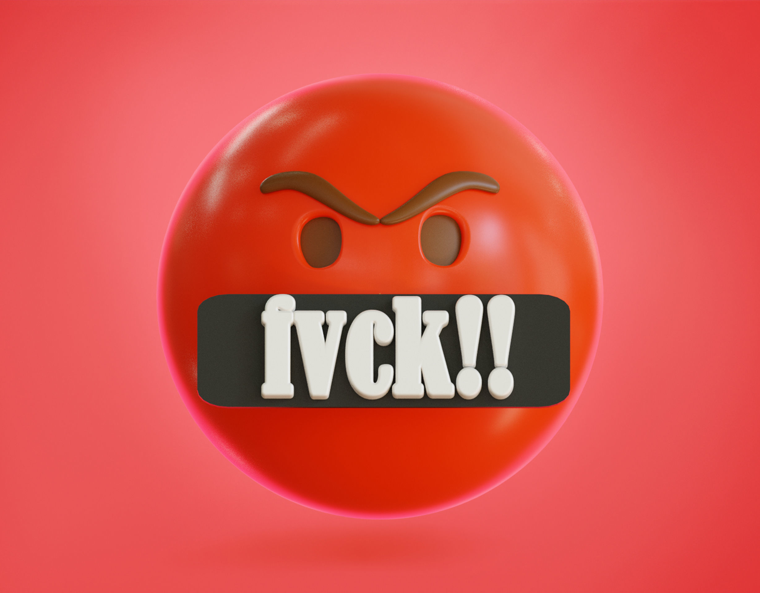 Mad face Animated Emoji Low-poly 3D model_2