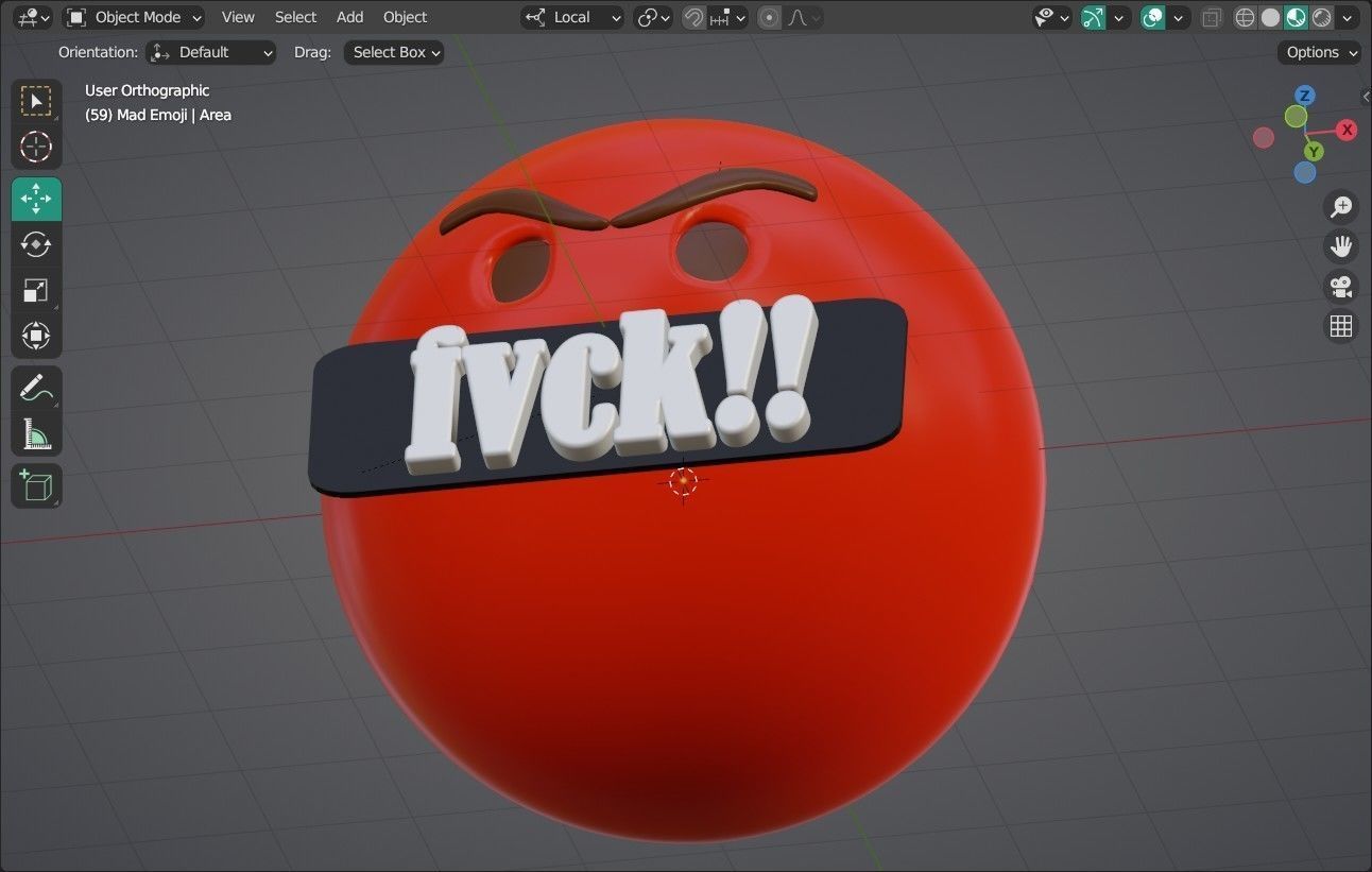 Mad face Animated Emoji Low-poly 3D model_4