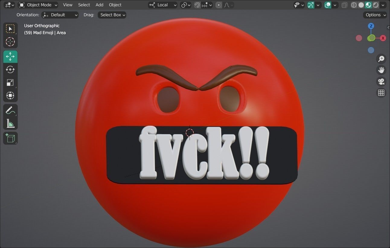 Mad face Animated Emoji Low-poly 3D model_3