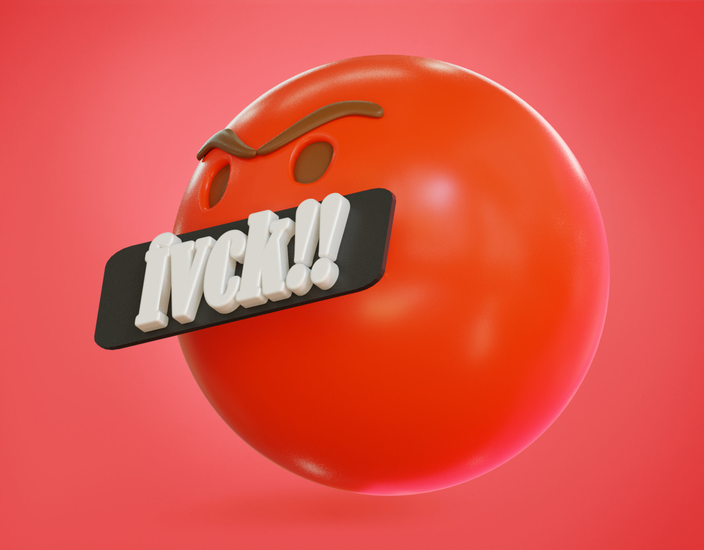 Mad face Animated Emoji Low-poly 3D model_15