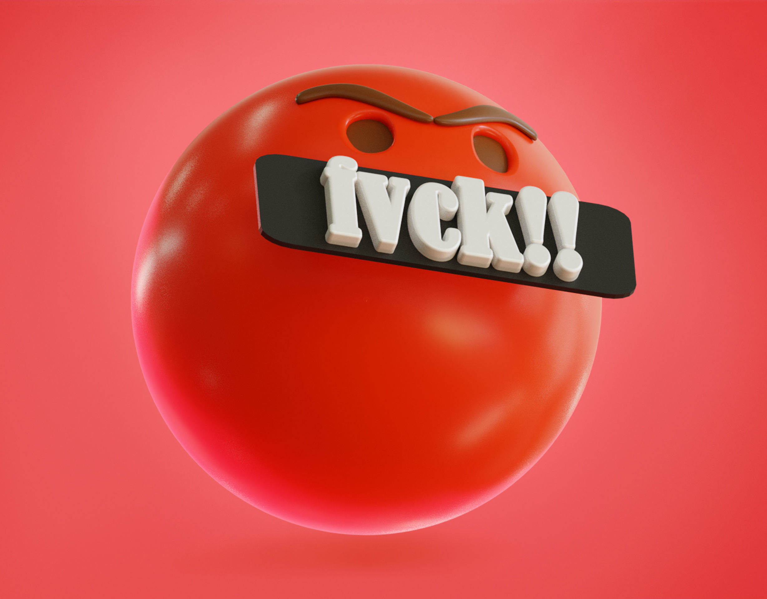 Mad face Animated Emoji Low-poly 3D model_14