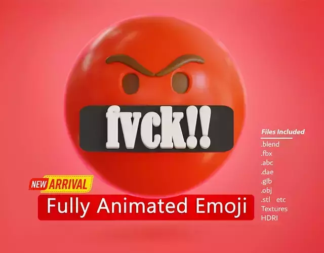 Mad face Animated Emoji Low-poly 3D model Mad face Animated Emoji Low-poly 3D model