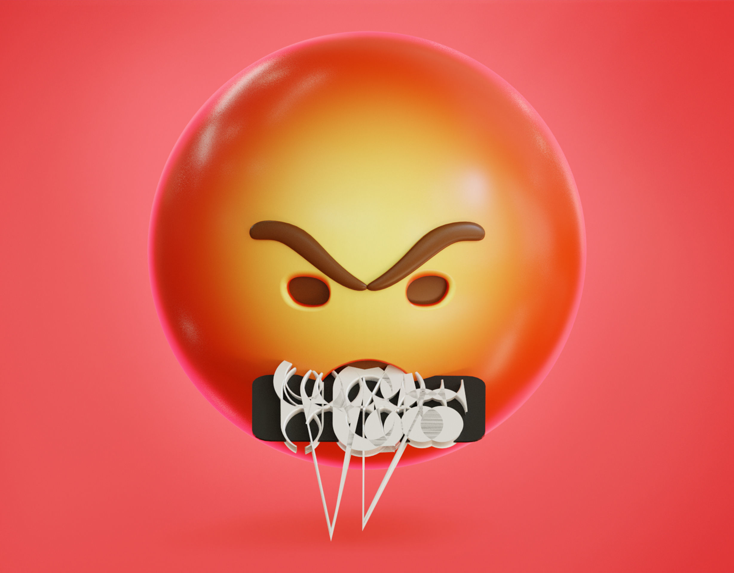 Mad face Animated Emoji Low-poly 3D model_10