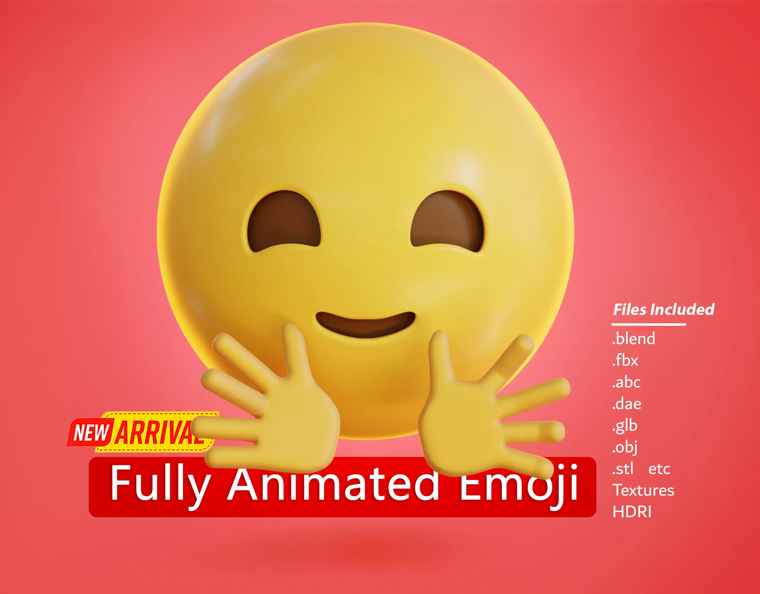 Hugging face Animated Emoji Low-poly 3D model