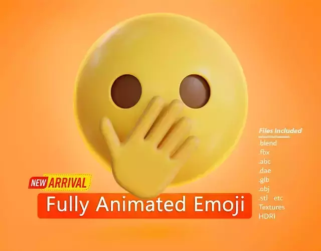 Hand over Mouth Animated Emoji Low-poly 3D model
