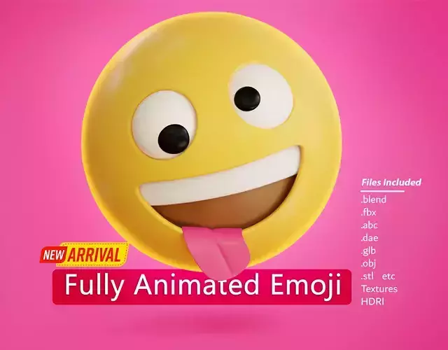 Goofy face Animated Emoji Low-poly 3D model