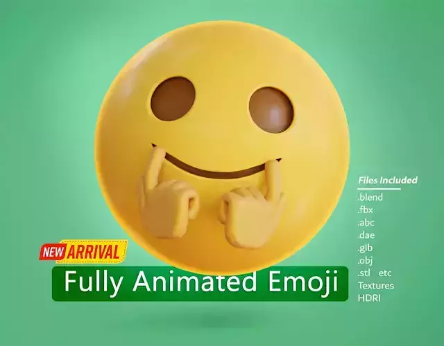 Fake a Smile Animated Emoji Low-poly 3D model